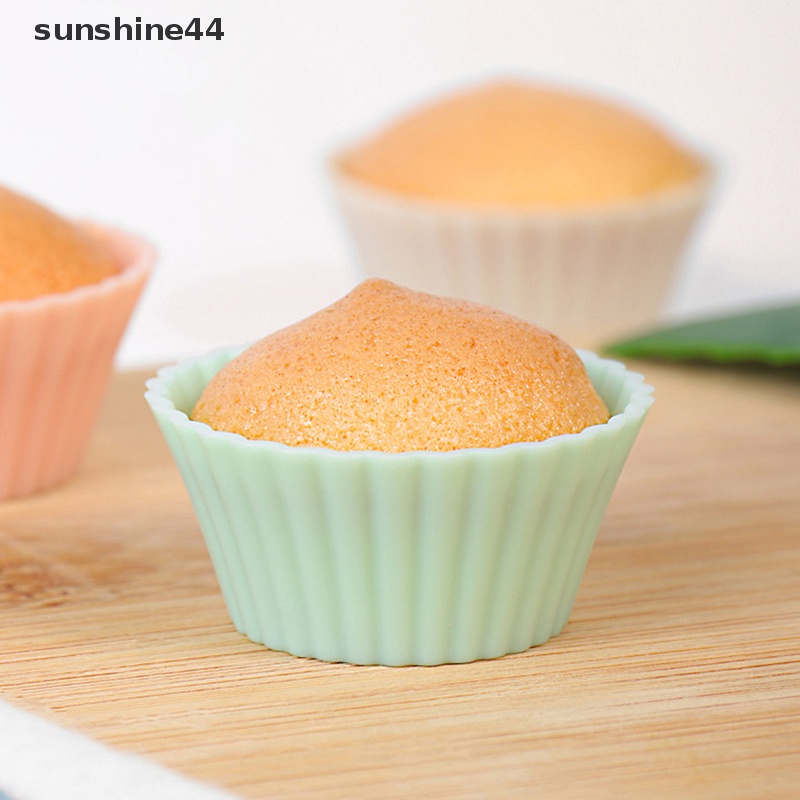 Sunshine 10Pcs/set Cetakan Kue Silikon Berbentuk Bulat Muffin Cup Silicone Mini Cake Cup Alat Dapur Cetakan Kue DIY Cake Decorag Tools ID