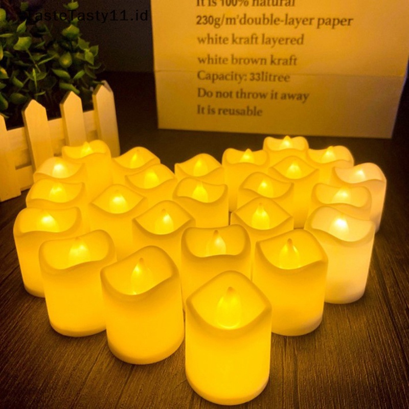 Tastetasty 24Pcs/Set Flameless Led Creative wishing Led Tea Light Warm White Flameless Lampu Dekorasi Natal Halloween.