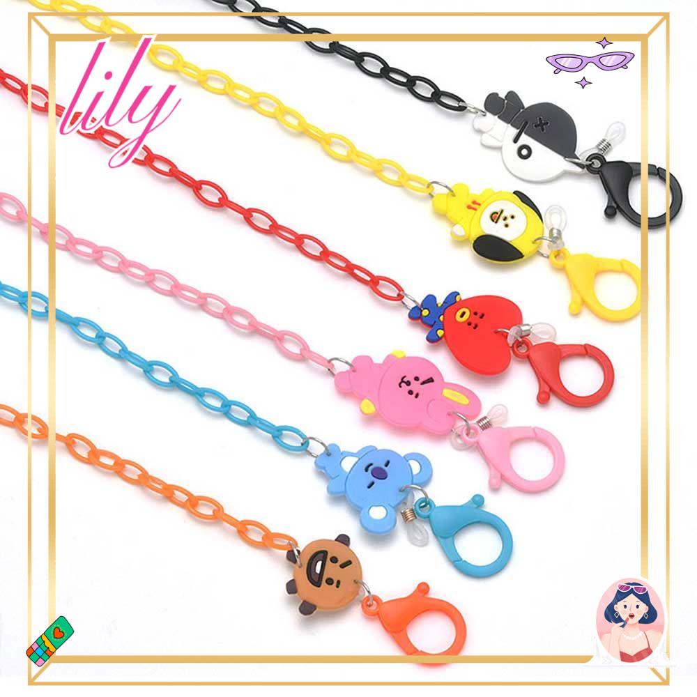 Lily Lanyard Akrilik Penggunaan Ganda Berwarna Rantai &amp; Lanyard Tali Kacamata Rantai Aksesoris Kacamata BT21 Sunglasses Chain