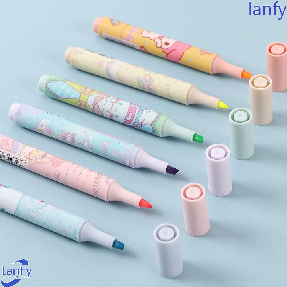 Lanfy Stabilo Pen Set Kawaii Kartun Kuromi Mahasiswa Stationary Diy Diary Album Cinnamoroll Keypoints Marker Pen