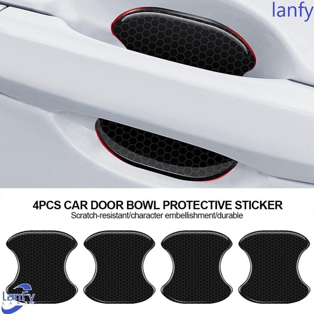 Lanfy Stiker Mangkok Pintu Mobil Tahan Air 4Pcs/Set Aksesoris Mobil Film Pelindung Mangkuk Gagang Pelindung Anti Gores Pegangan Mobil Bowl Strip