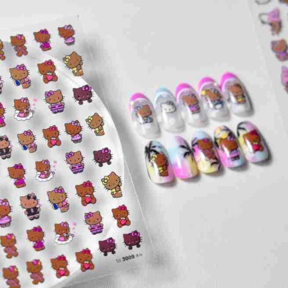 Mxbeauty Stiker Kuku Kartun Lucu Perekat Diri Kelinci Kitty Cat Melody Dekorasi Kuku