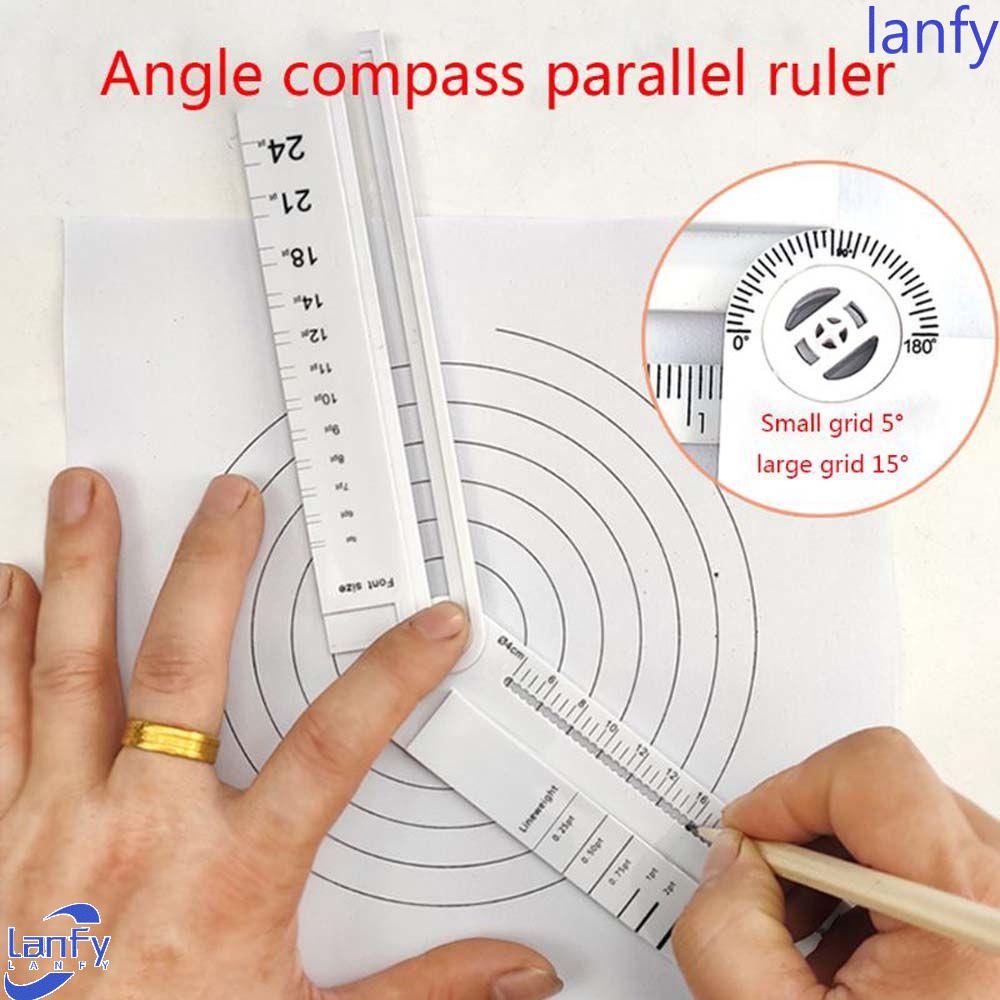 LANFY Transparent Protractor Plastic Drawing Tool Rectangle Ruler 30cm Simple Style Angle Stationery Supplies Student Compass parallel Ruler/Multicolor