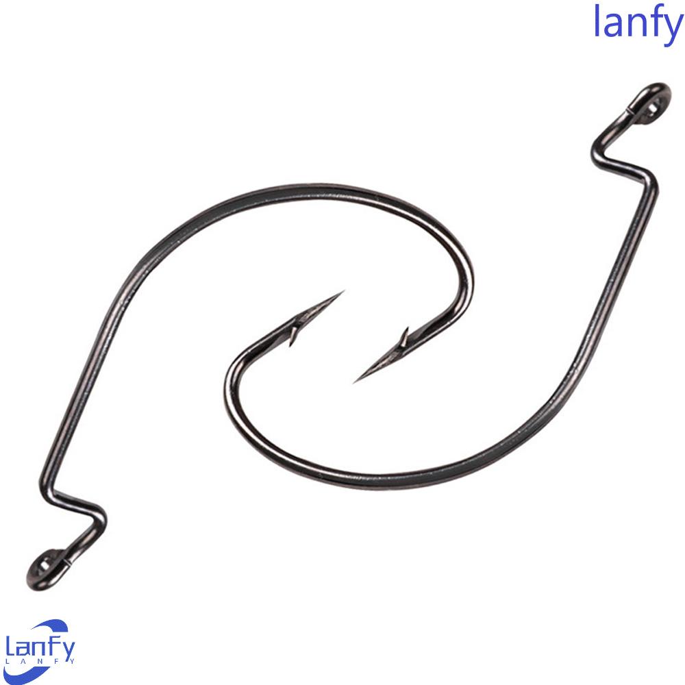 Lanfy Pancing Soft Worm Hooks Fishing Tackle Alat Pancing Bahan Baja Karbon Tinggi6#-5 /0 50pcs/lot Fishhooks