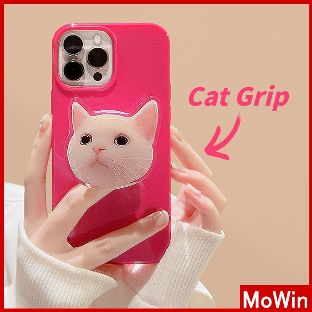 For iPhone 14 Pro Max iPhone Case With Cute Cat Folding Holder Clear Grip Pink Glossy TPU Soft Case Shockproof Compatible with iPhone 13 Pro max 12 Pro Max 11 xr xs max 7Plus