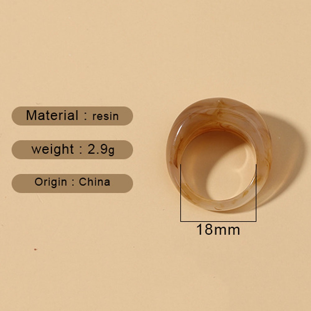 Solid/gradiasi Resin Cincin Untuk Wanita Bulat Geometris Cincin Retro Akrilik Perhiasan Aksesoris