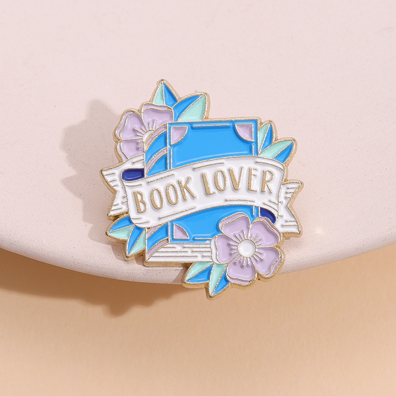 Kreatif Pecinta Buku Enamel Pin Biru Buku Bunga Bros Lencana Kerah Pin Keren Perhiasan Aksesoris Hadiah Untuk Teman Siswa