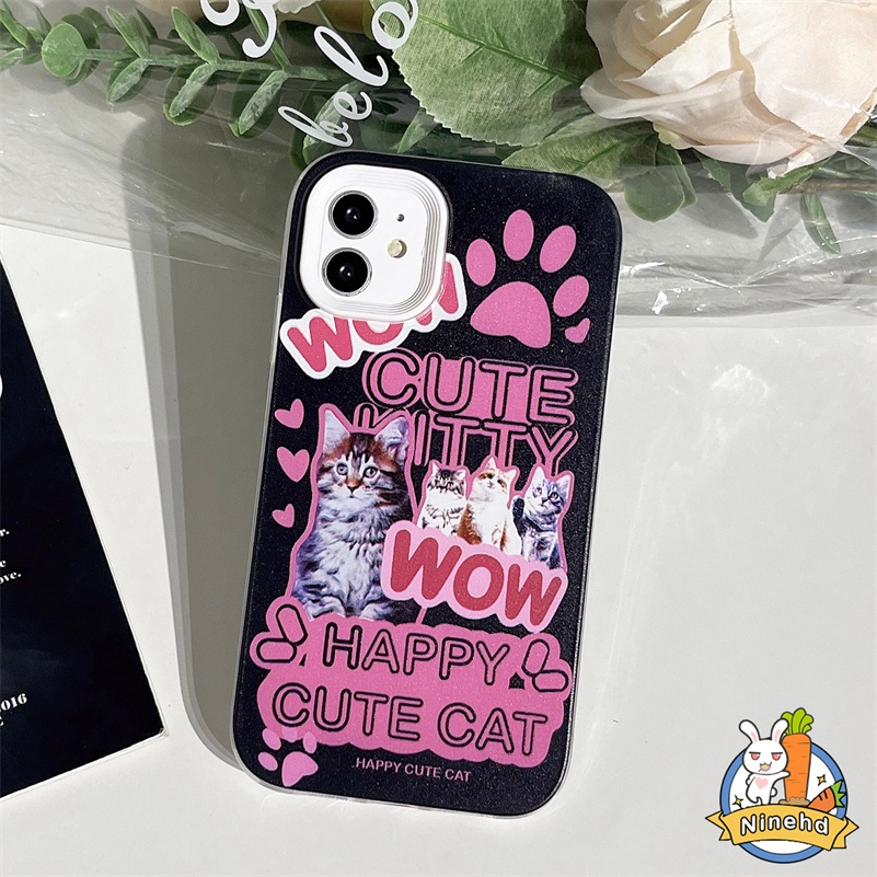 Redmi 12C A1 A1+10C 10A 10 9 9A 9C 9T Note11 11s 10 10s 9 9s Pro Xiaomi 11 Lite Poco X3 Pro NFC 3in1 Casing Rose Pink Cute Kitty Phone Case Pelindung Lensa Shockproof Lembut Sarung