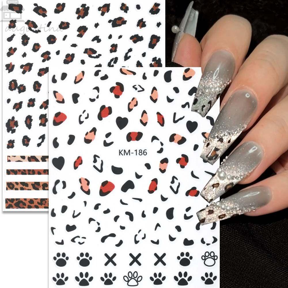 Agustina Leopard Stiker Kuku Wanita Motif Leopard Bear Paw Self Adhesive Dekorasi Kuku