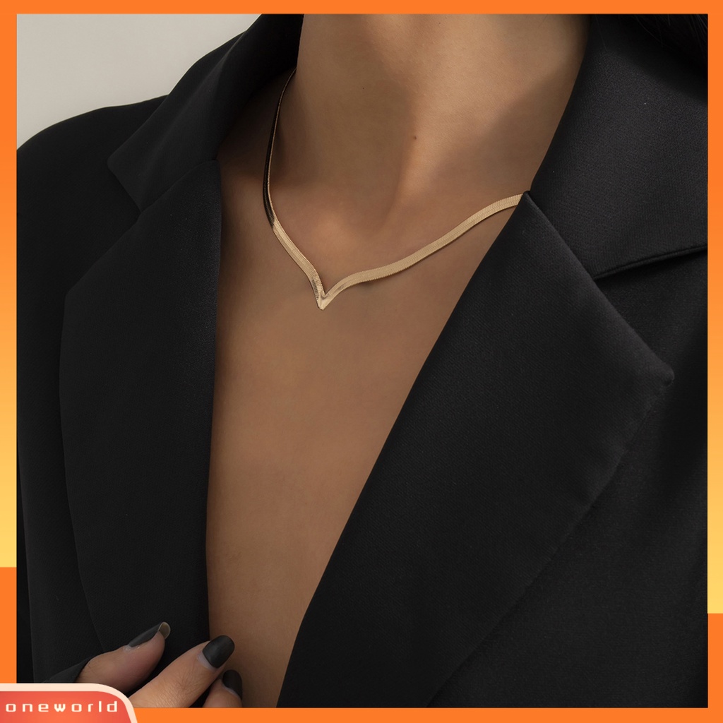 [EONE] Kalung Rantai Klavikula V-shaped Elegan Indah Dekoratif Tahan Aus Desain Geometris Lady Necklace Fashion Jewelry