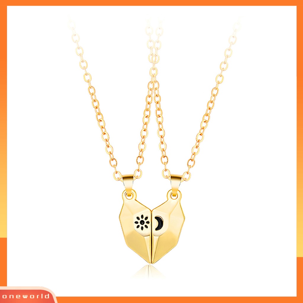 [EONE] 1pasang Rantai Klavikula Kepribadian Senada ic Matahari Bulan Pasangan Liontin Pasangan Kalung Perhiasan Aksesori