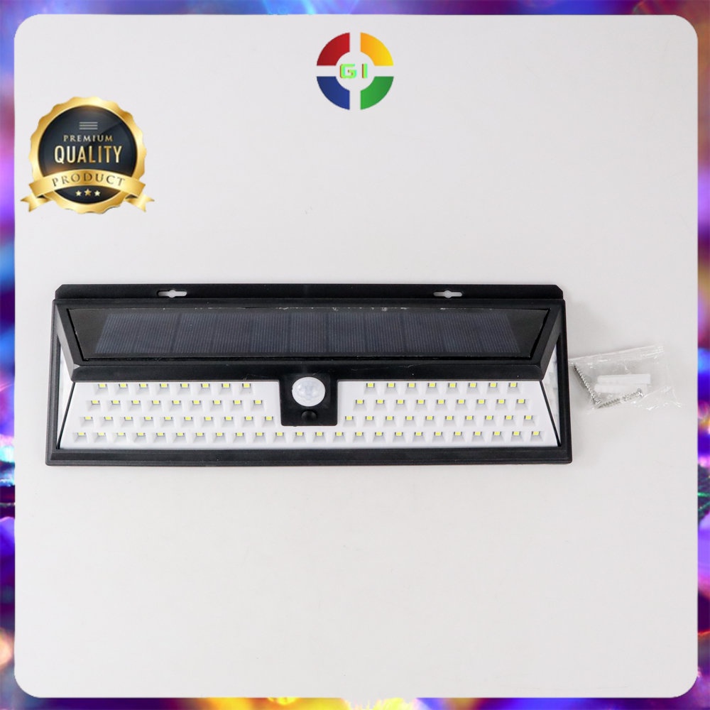 Lampu Dinding Solar Sensor Gerak Waterproof 90 LED 2835 Cool White Black