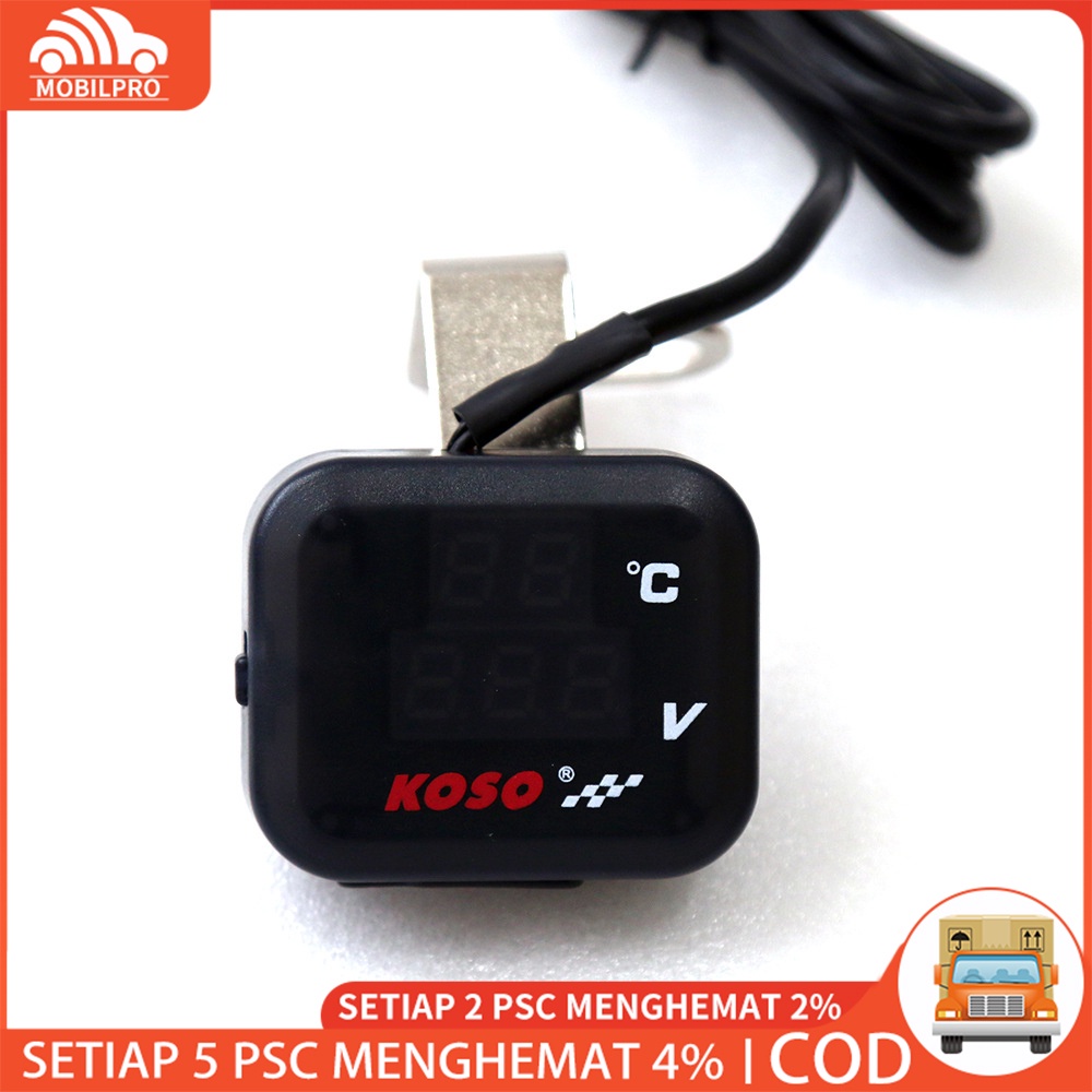 Voltmeter Koso 3 In 1 USB Charger Universal SEMUA MOTOR Anti Air Original Termometer Digital Jam Suhu Tegangan Aki Vario Pcx Ninja Cbr Vixion Scoopy Cb Gl Rx King R25