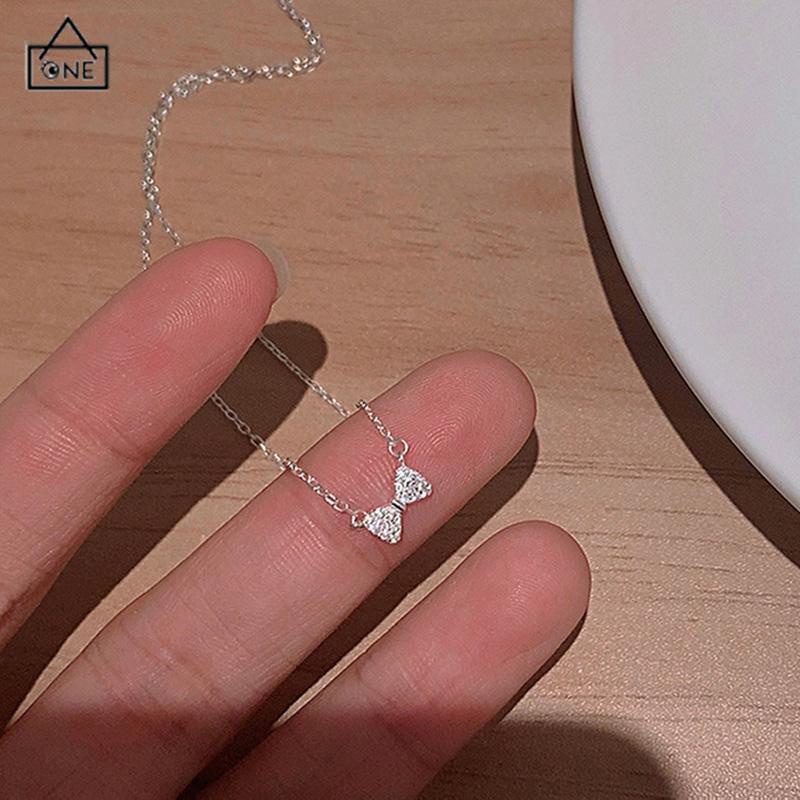 COD❤️ Kalung Bergaya Musim Panas Busur Tulang Selangka Rantai Wanita Fashion Sederhana Manis Liontin -A.one