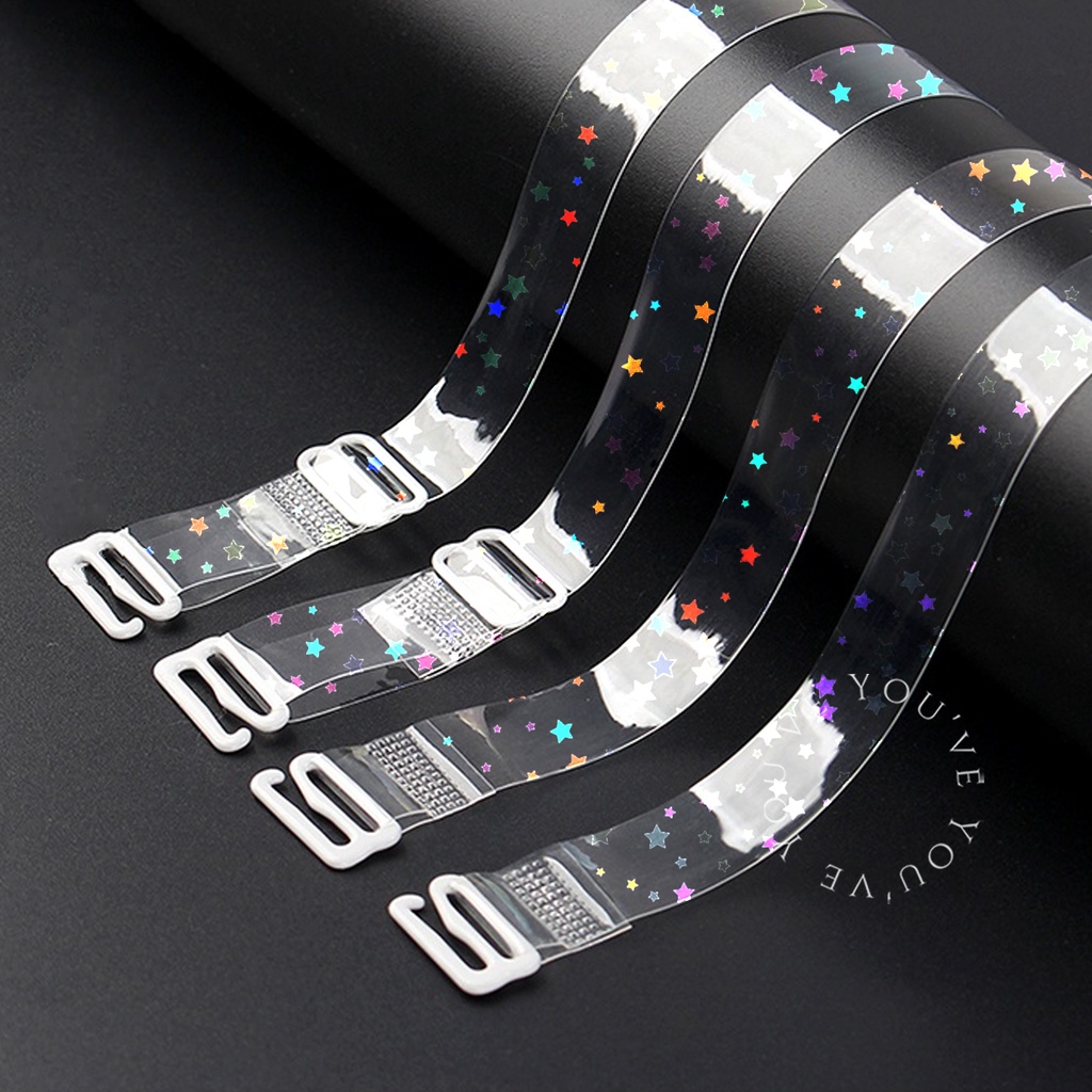 LIPTON Tali Bra Tali Bra Tarnsparan Manik-Manik Gliter Bintang Tali Tarnsparan BH Bra Strap Bra 0000