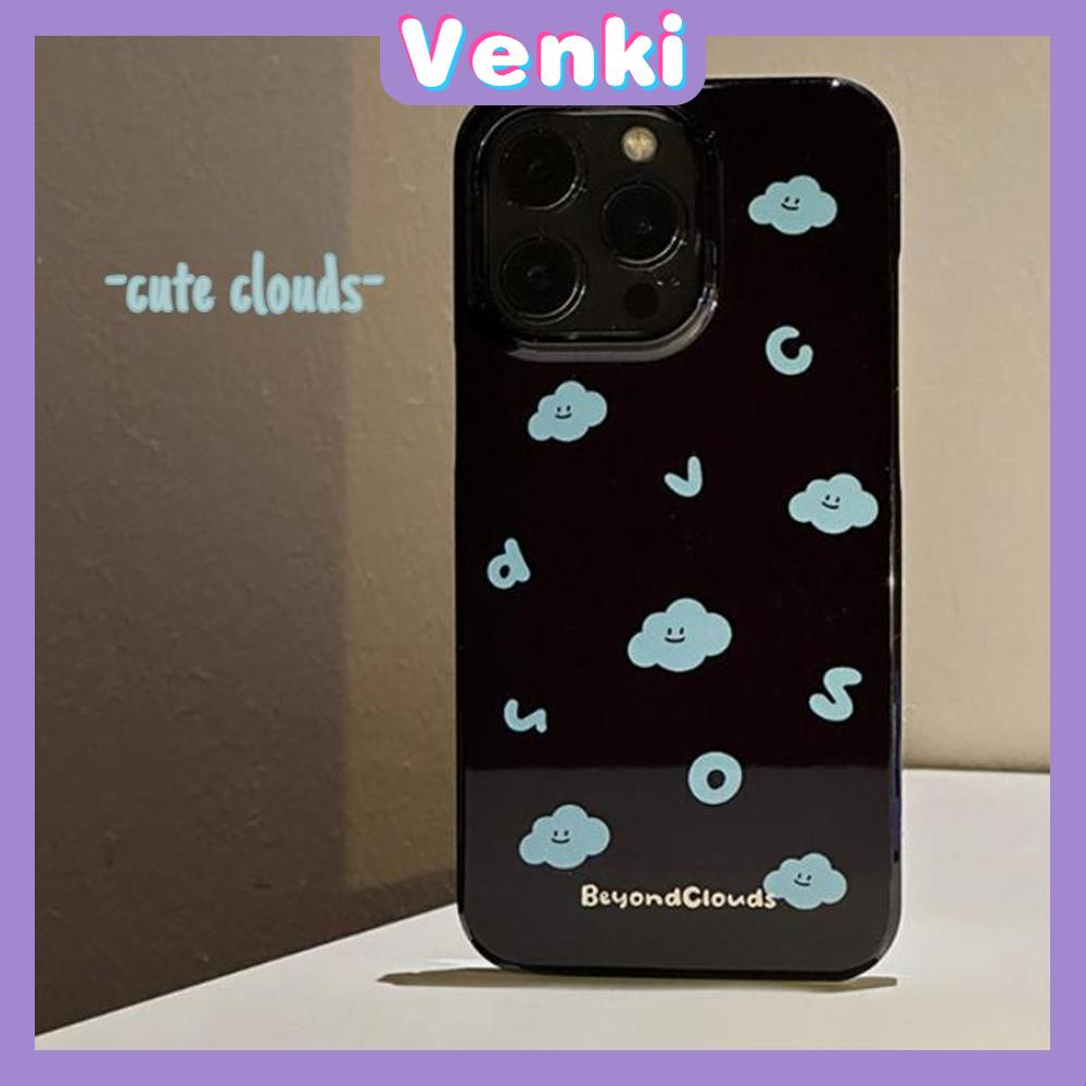 VENKI - For iPhone 11 iPhone Case Black Glossy TPU Soft Case Shockproof Protection Camera Cute Little Cloud Compatible with iPhone 14 13 Pro max 12 Pro Max xr xs max 7Plus 8Plus