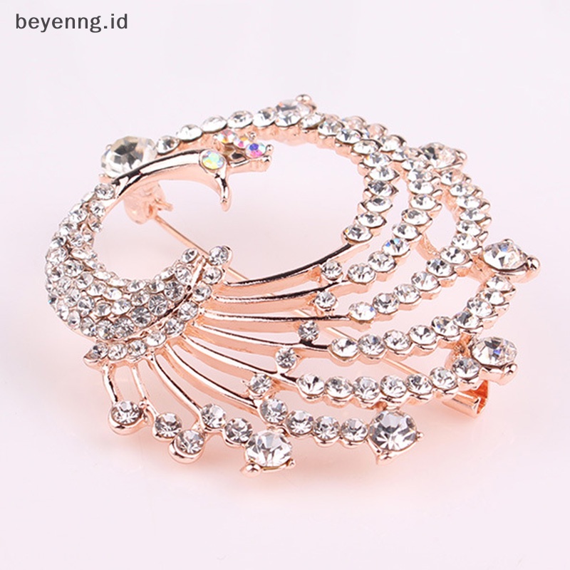 Beyen Kristal Merak Hewan Korsase Perjamuan Dekorasi Wanita Syal Bros Pin Perhiasan ID