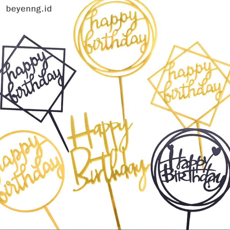 Beyen 10Pcs Akrilik Hand wrig Happy Birthday Cake Topper Dessert Dekorasi Pesta ID