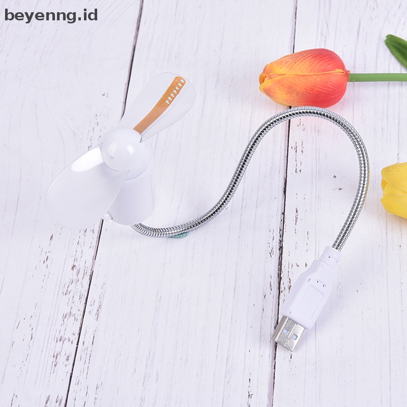 Beyen Pajangan Tangan Kipas USB Mini Gadget Portable Jam LED Fleksibel Keren Untuk Laptop PC ID