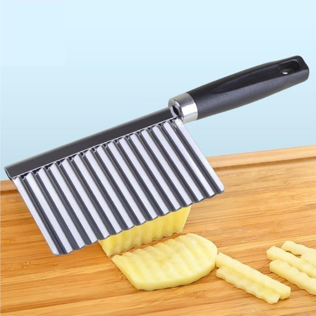 Stainless Steel Gelombang Adonan Kentang Cutter Slicer Alat Masak Pemotong Keripik Sayur Dapur Rumah