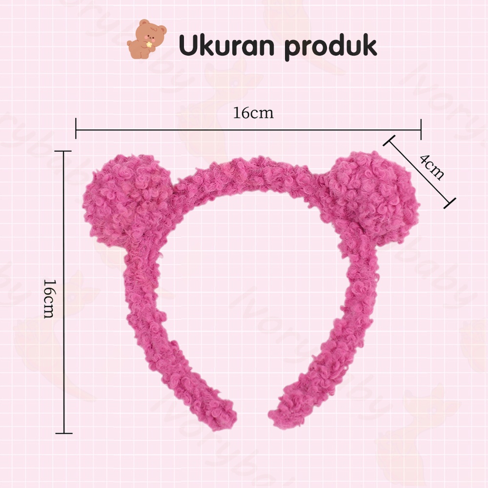 Ivorybaby Bando kuping beruang bulu Bandana anak perempuan anak import Headband anak