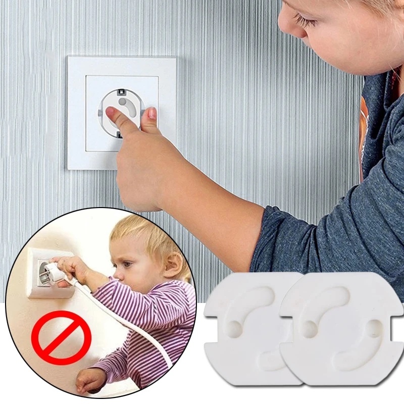 [Harga Grosir] 1per4pcs Pack Safety Guard Protection Stop Kontak Listrik Penutup Putar Kunci Keamanan Plastik Pelindung Colokan Shock Anti Listrik EU Power Sockets Plugs Cover