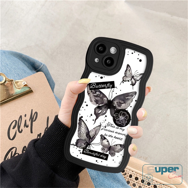 Letter Label Wavy Edge Case Untuk Vivo Y35 Y22 Y16 Y21 Y02 Y12s Y30 Y91 Y12i Y15 Y15s Y11 Y12 Y21s Y22s Y02s Y17 Y33s Y20 Y93 V21 Y15A V25EY91C V25 Y50 V20 Fantasy Butterfly Cover