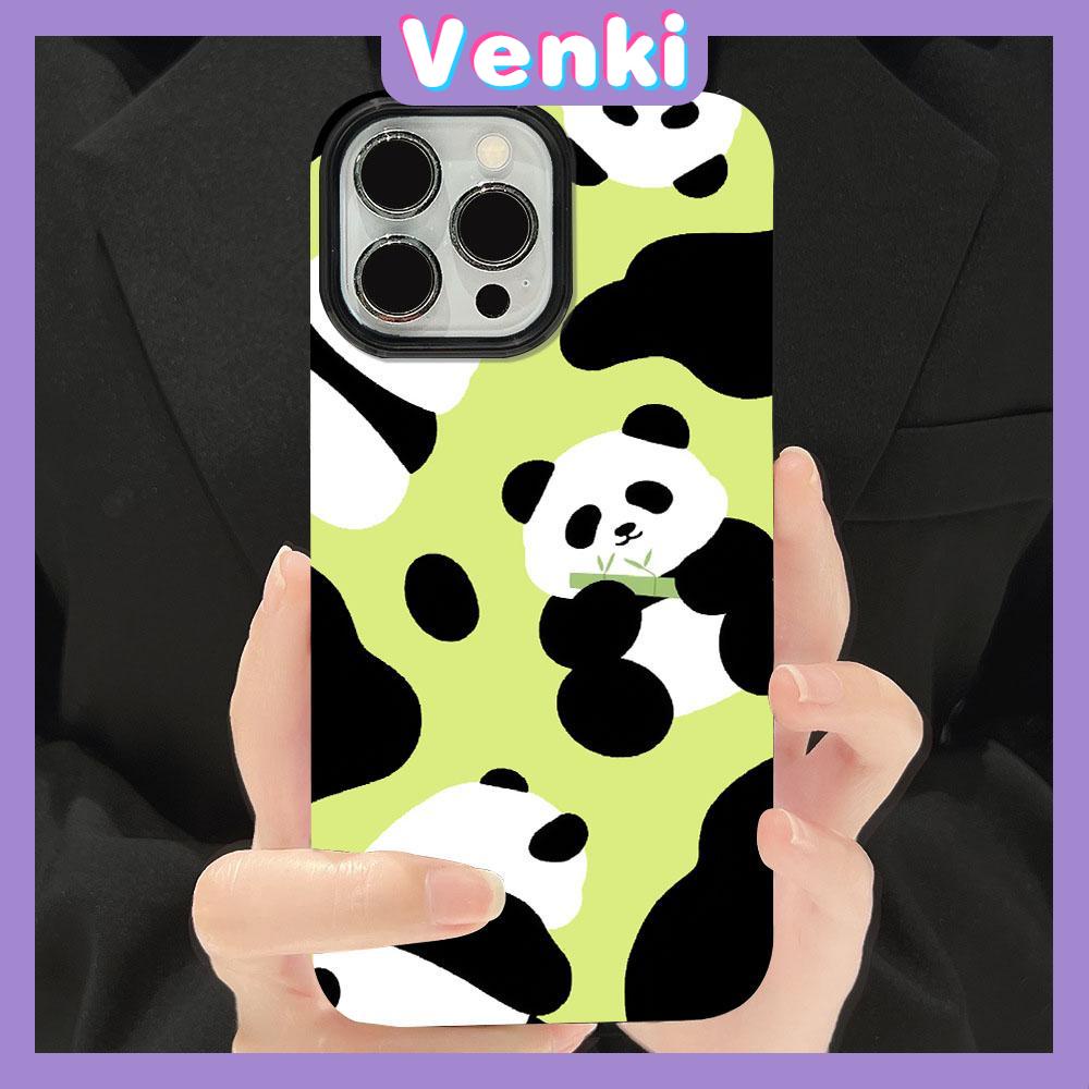 VENKI - For iPhone 11 Phone Case Black Glossy TPU Soft Case Shockproof Protection Camera Cute Small PandaCompatible with iPhone 14 13 Pro max 12 Pro Max xr xs max 7Plus 8 Plus