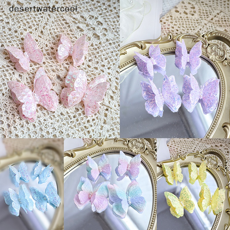 Deid 4Pcs Butterfly Cake Topper DIY Dekorasi Rumah Simulasi Kupu-Kupu Berongga Martijn