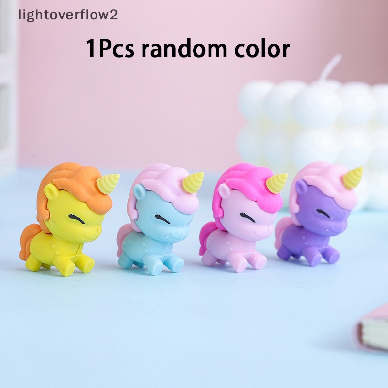 [lightoverflow2] 1pcs Lucu Unicorn Eraser Anak Penghapus Untuk Hadiah Anak Novelty Kreatif Pensil Karet Siswa Sekolah Perlengkapan Kantor [ID]