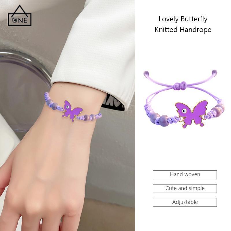 COD❤️Gelang serut kupu-kupu Adjustable Tali gelang yang dikepang Aksesoris Fashion-A.one