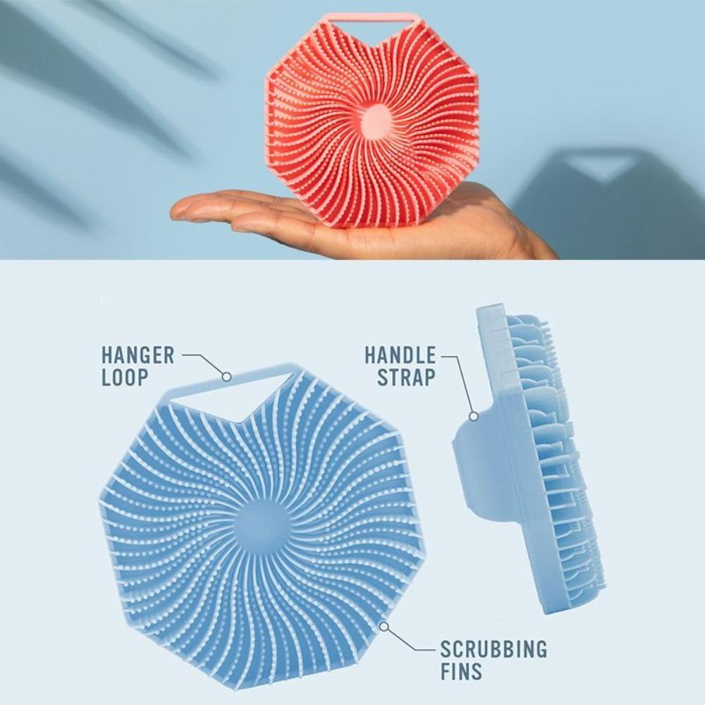 Sikat Mandi Tubuh Nanas Gagang Silikon Portable Exfoliating Pembersih Wajah Polygon Cleaning Brush