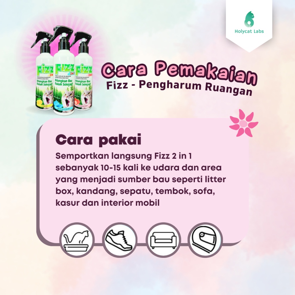 Fizz Spray Penghilang Bau Kotoran Kucing &amp; Anjing by Holycat Labs | Fizz Poop Peep FIZZ Aman Terjila