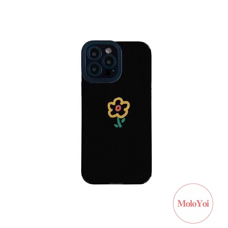 IPHONE Soft Case Bunga Sederhana Kompatibel Untuk Iphone11 12 13 14Pro Max7 8 Plus XS XR X MAX 7Plus Mewah Tekstur Kulit Stiker Ponsel Gaya Eropa Dan Amerika Cover