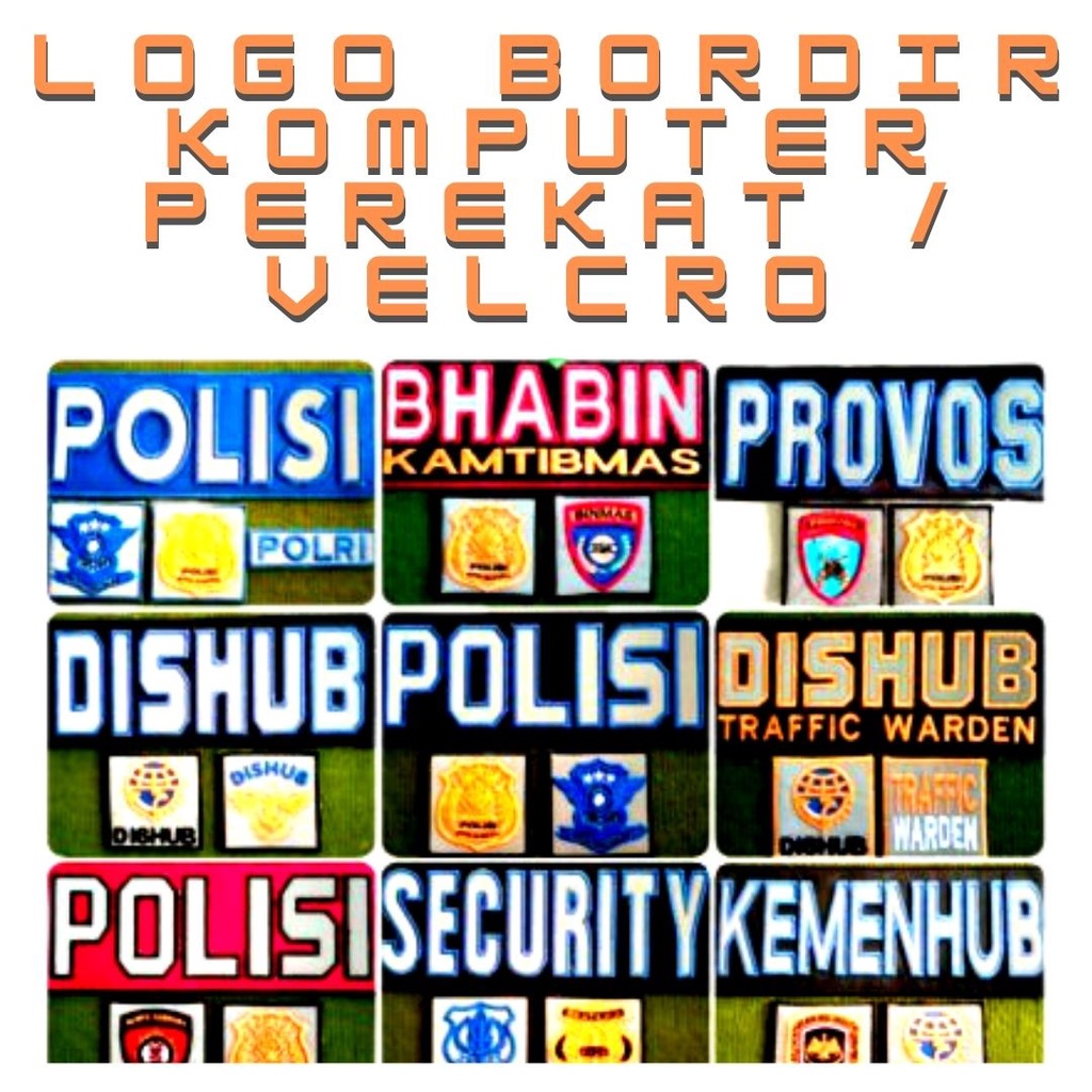 Bordir bordir logo rompi polisi bordir patch logo perekat velcro emblem logo custom dishub satpam sa