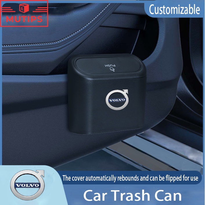 Volvo Tempat Sampah Mini Portabel Mobil Gantung Tutup Flip Dustbin Back Seat Waterproof ABS Kotak Penyimpanan Organizer Untuk S80 XC90 XC60 S60 V60 XC40 C40