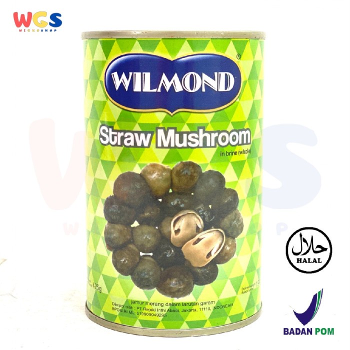 Wilmond Whole Peeled Straw Mushroom in Brine 425 gr - Jamur Merang