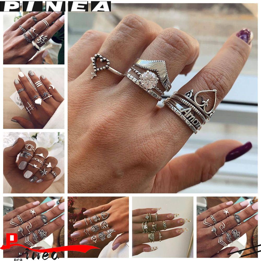 Nanas 15 Pcs/Set Cincin Set Baru Jari Perhiasan Batu Permata Boho Hip Hop Aksesoris Tangan