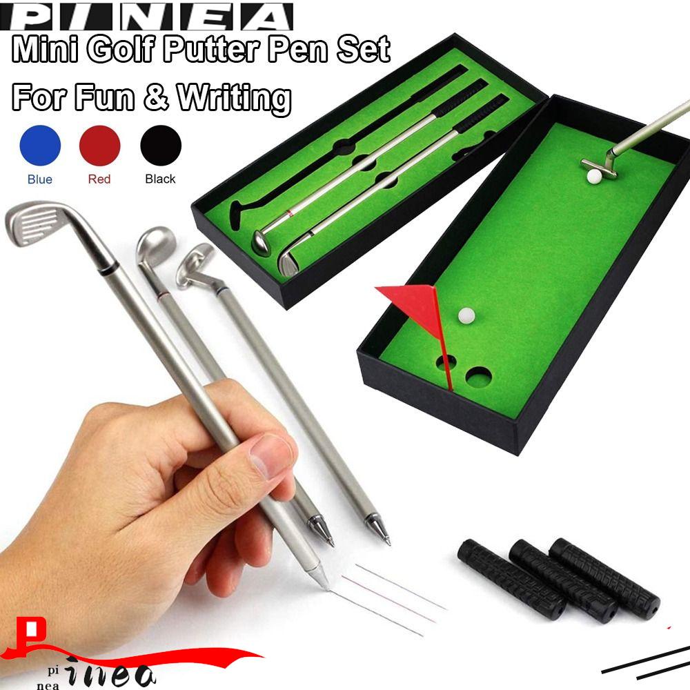 Nanas 3 Pcs/Set Golf Putter Pen Set Golfers Kotak Perlengkapan Kantor Sekolah Hadiah Penandatanganan Pena Golf Club Golf Berbentuk Gel Pen