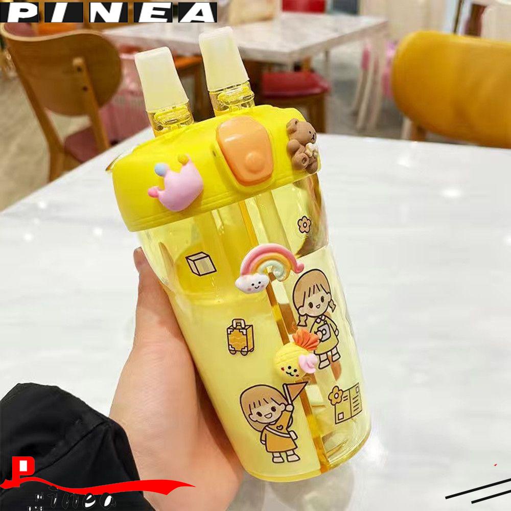 Botol Air Minum PINEAPPLE 430ml Couple Portable Kettle Dua Sedotan