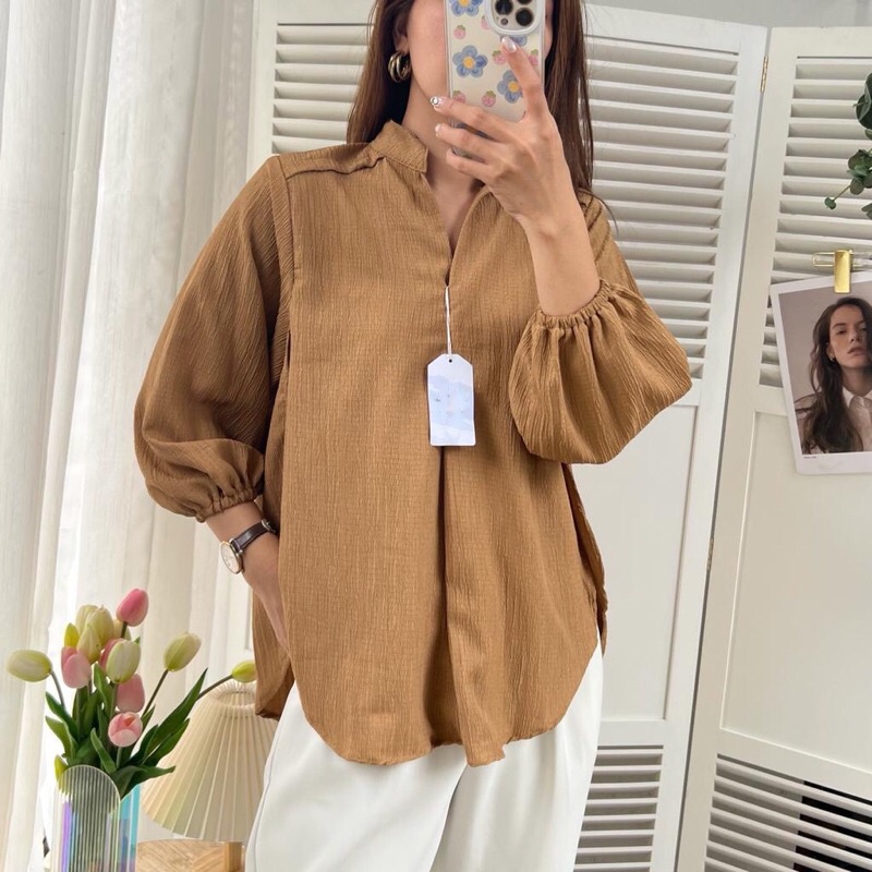 TERBARU - LIVIA TOP BLOUSE LADY CRUSH KEMEJA WANITA OVERSIZE