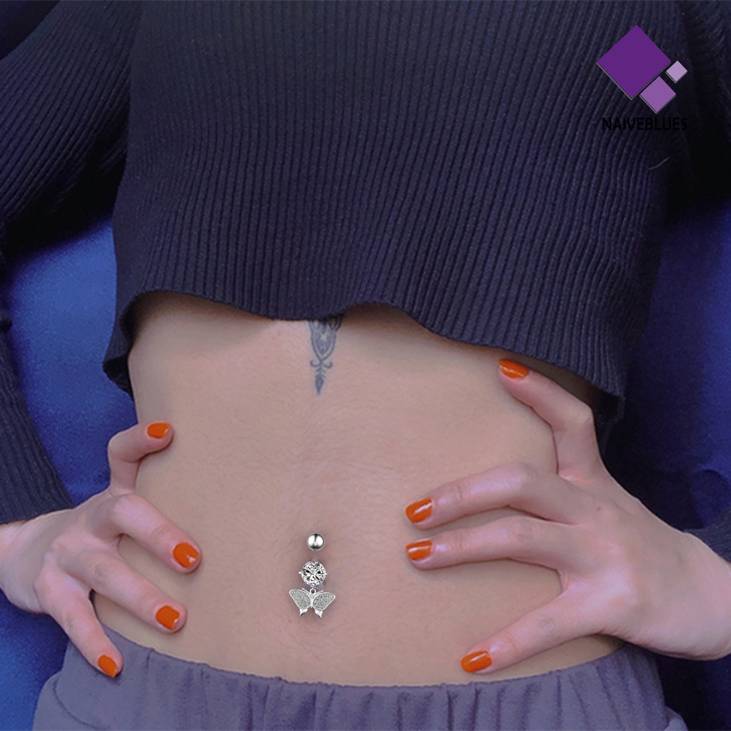 &lt; Naiveblues &gt; Belly Button Nail Charming Desain Busur Praktis Perhiasan Kuku Permukaan Tinggi Halus