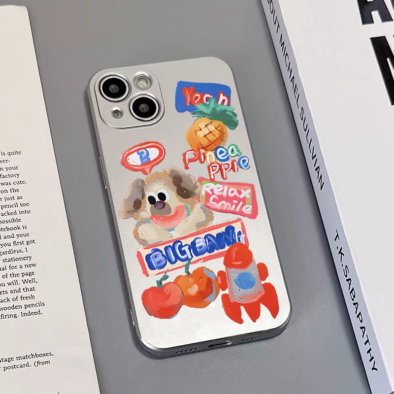 IPHONE Soft Electroplate Case Kompatibel Untuk Iphone14 13 12 11 Pro XS Max Casing Anjing Lucu XR X8 +7 6S Plus Mini TPU Silikon Shockproof Phone Cover