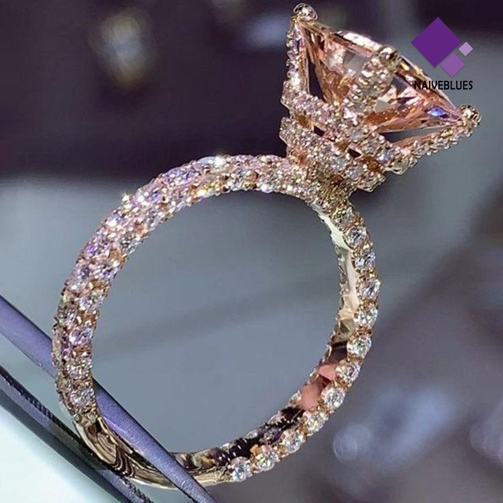 &lt; Naiveblues &gt; Wanita Cincin Kotak Besar Cubic Zirconia Perhiasan Fashion Penampilan Jari Cincin Pernikahan