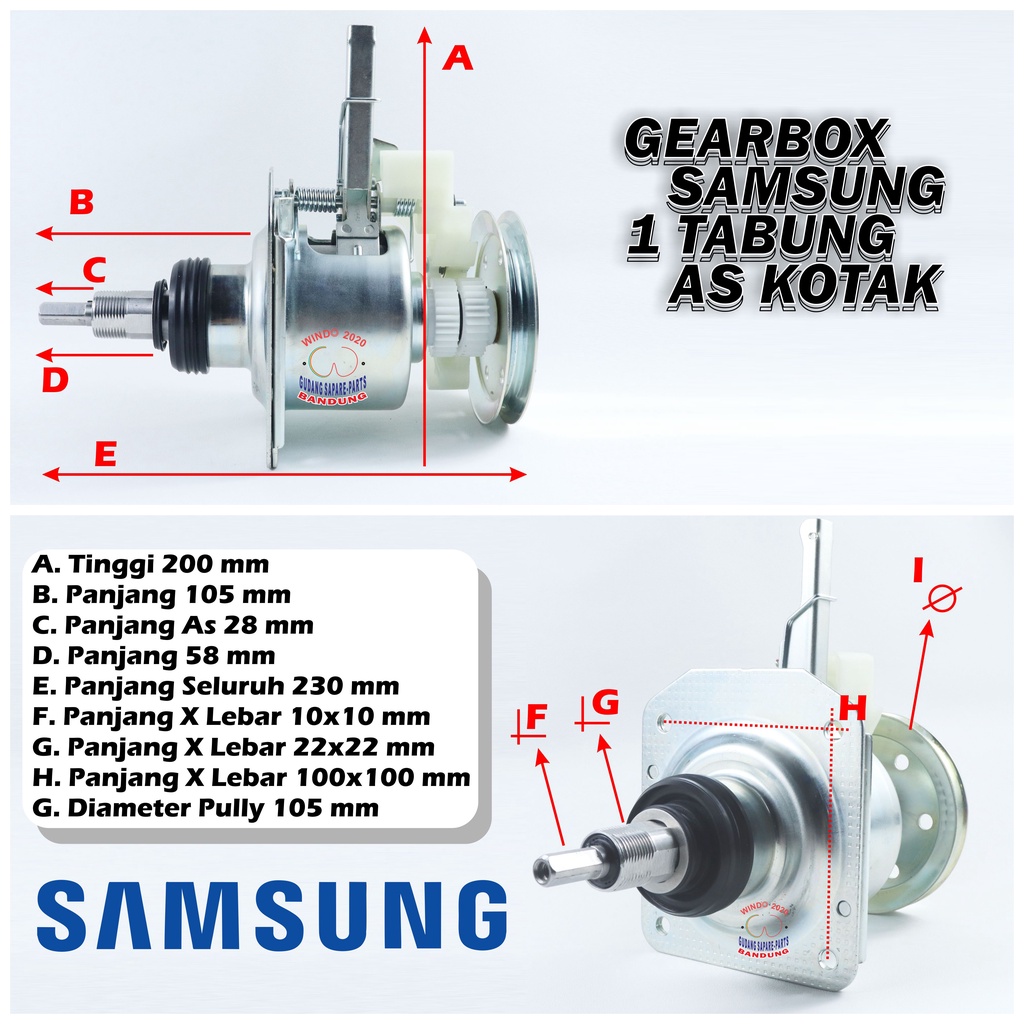 GEAR BOX MESIN CUCI SAMSUNG 1 TABUNG AS KOTAK 2 GEAR | SAMSUNG 1 TABUNG | GERBOX | GIRBOX