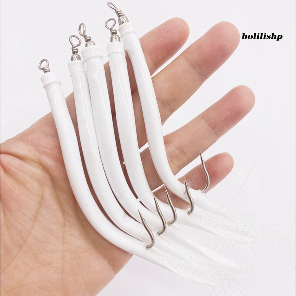 Bo-5pcs Tabung Belut Pancing Luminous Design Artificial Wobblers Metal Hook Belut Umpan Laut Memancing Palsu Lure Alat Pancing