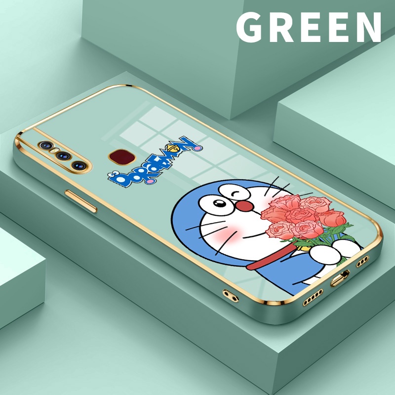 SOMYEE SoftcaseFor For Vivo S1 V15 Pro V19 V20 SE Y70 2020 2021 Buket Doraemon Mewah Elektroplating 
