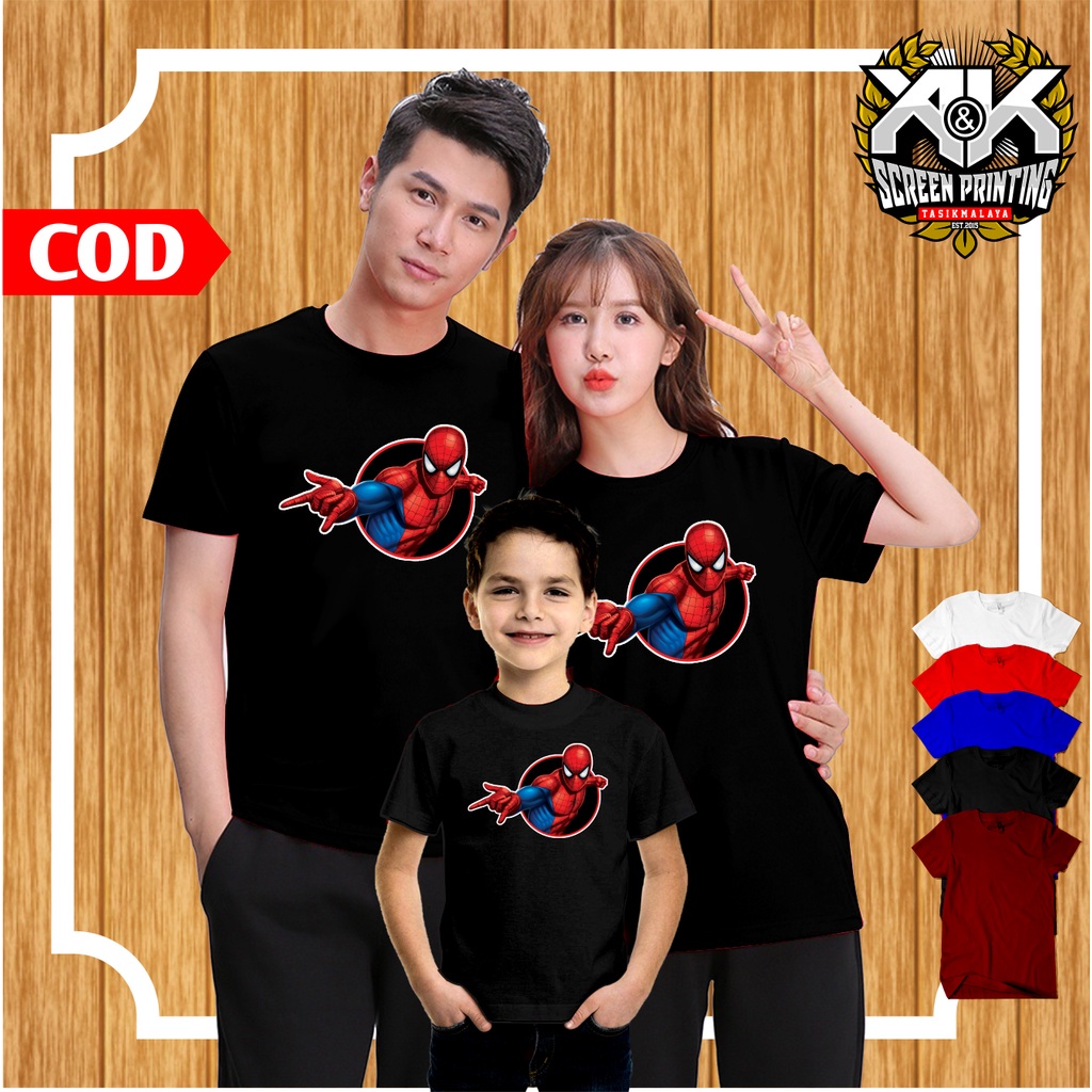 KAOS COUPLE KELUARGA MOTIF SIPDERMAN KAOS COUPLE BAJU COUPLE