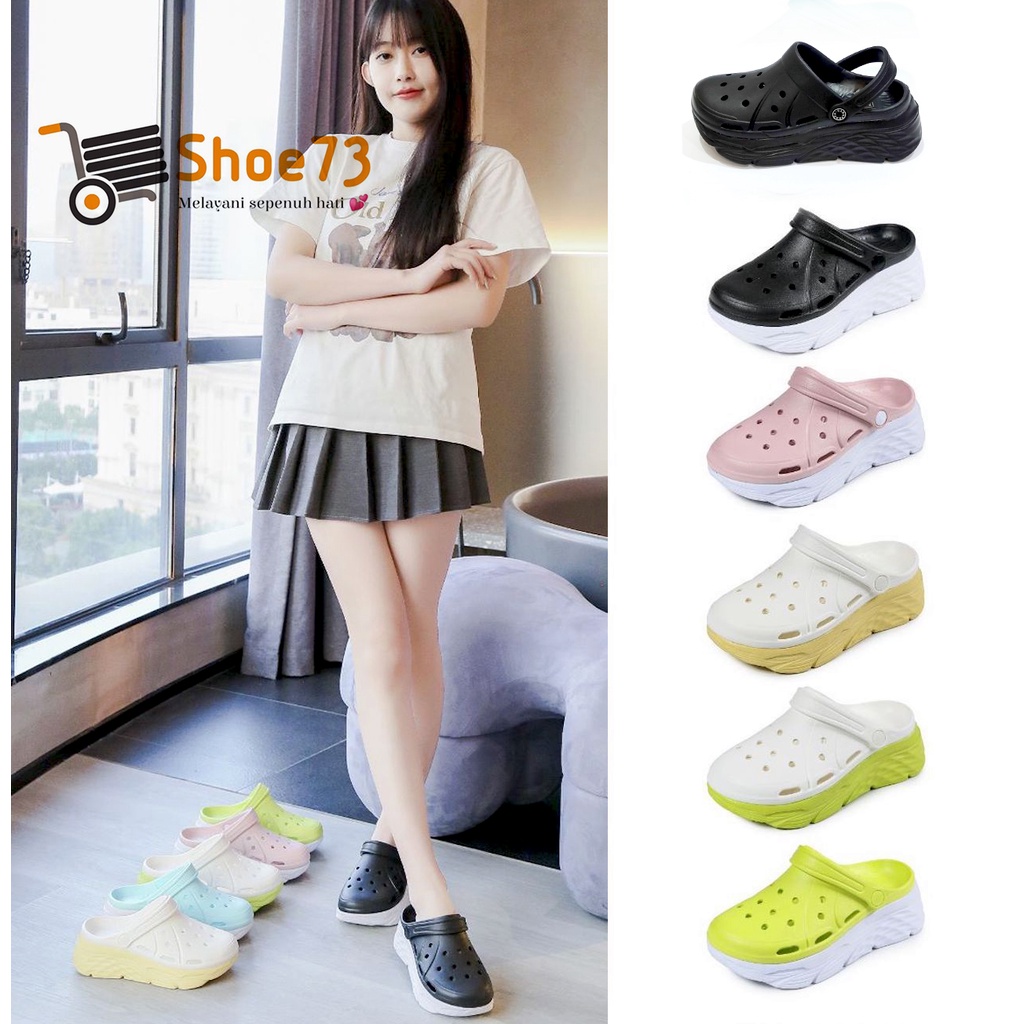 BARA-BARA 8087 - 1ZHBPTL ORIGINAL CLOG WEDGES PREMIUM | Sandal Bakpau Tinggi Wanita | Sendal Kodok Cewek Impor