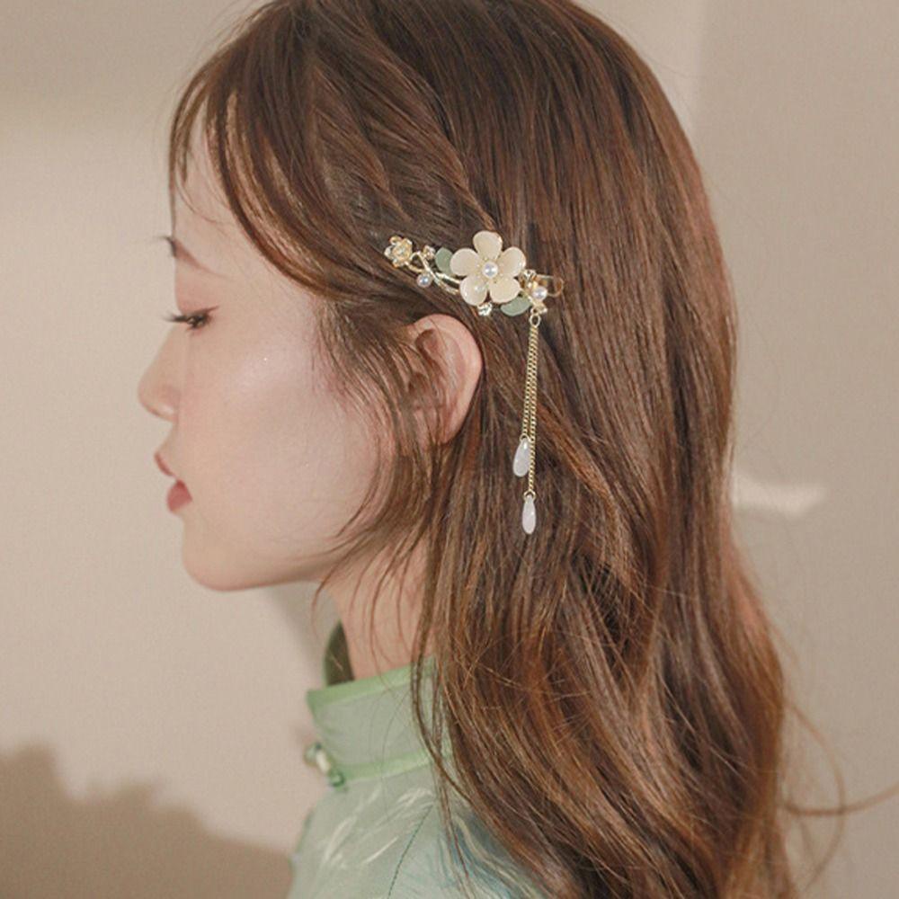 Needway  Jepit Rambut Bunga Elegan Vintage Hair Side Clip Brided Hair Clip Jepitan Baru Gaya China Wanita Jepit Rambut